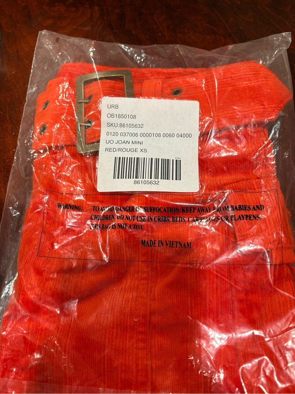 NEW UO Joan Corduroy Y2K Cargo Belted Mini Skirt Red XS - Picture 9 of 14